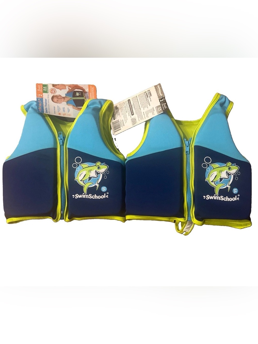 SwimSchool Level 2 Swim Trainer Vest 2-4 Years Max 33 lbs Kids Pool 2-Pack New